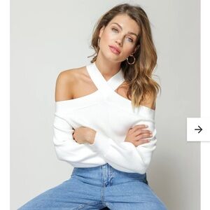 ARIANA White COLD SHOULDER SWEATER‎ / Size XS / Box 16-15